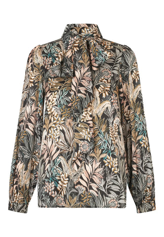 KikkiDea silk blouse AW25, Sencha Black