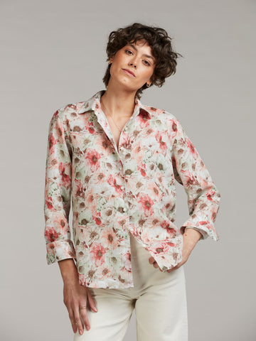 Siri linen shirt SS/26, blomsterprint
