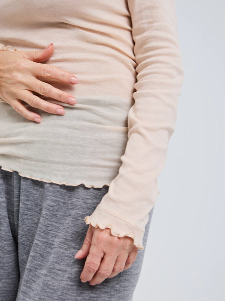 SB Cotton blouse L/S, basic, nude