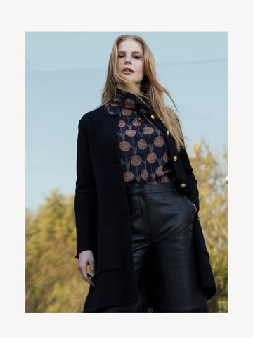 Astrid long merino cardigan, black