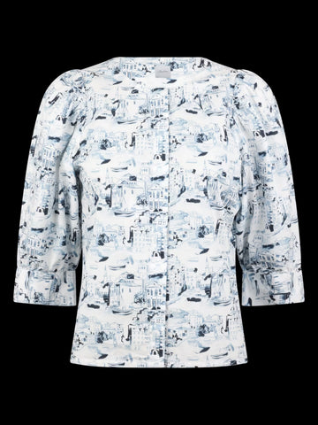 Lykke Blouse SS/26, blue pattern