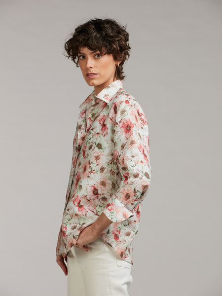 Siri linen shirt SS/26, blomsterprint