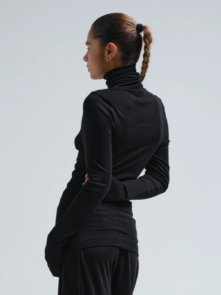 Lola basic wool roll neck, Black