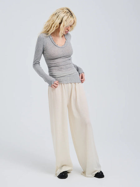 SB Cotton blouse L/S, Basic, Grey melange