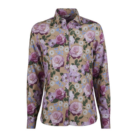 Sofie shirt, beige floras corduroy aw23