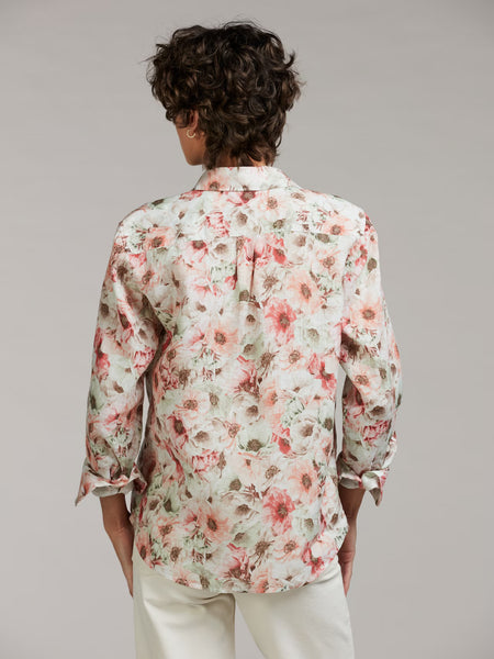Siri linen shirt SS/26, blomsterprint