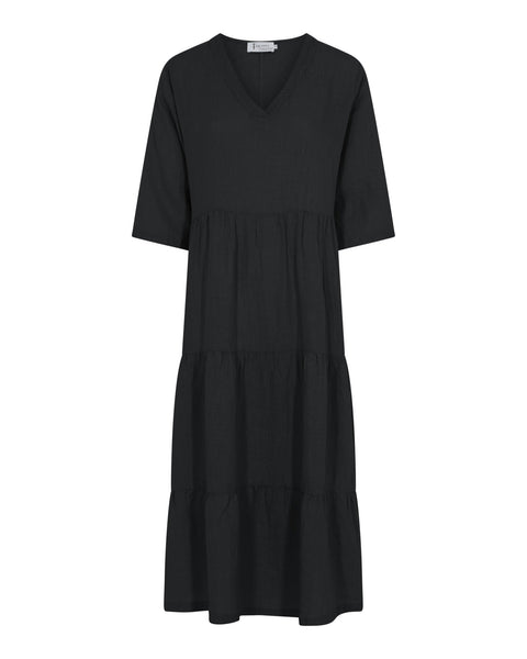 TT Nikki long linen dress, SS25, Black