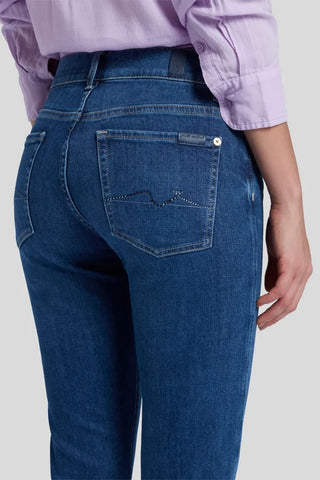 7 bootcut jeans w/swarovski, blue denim