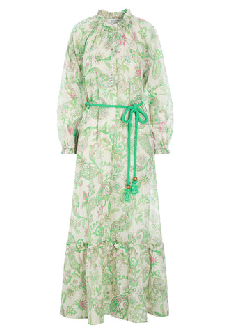 IdaniaDea long linen dress, SS24, Paisley frog