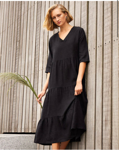Long nikki linen dress, SS24, Black
