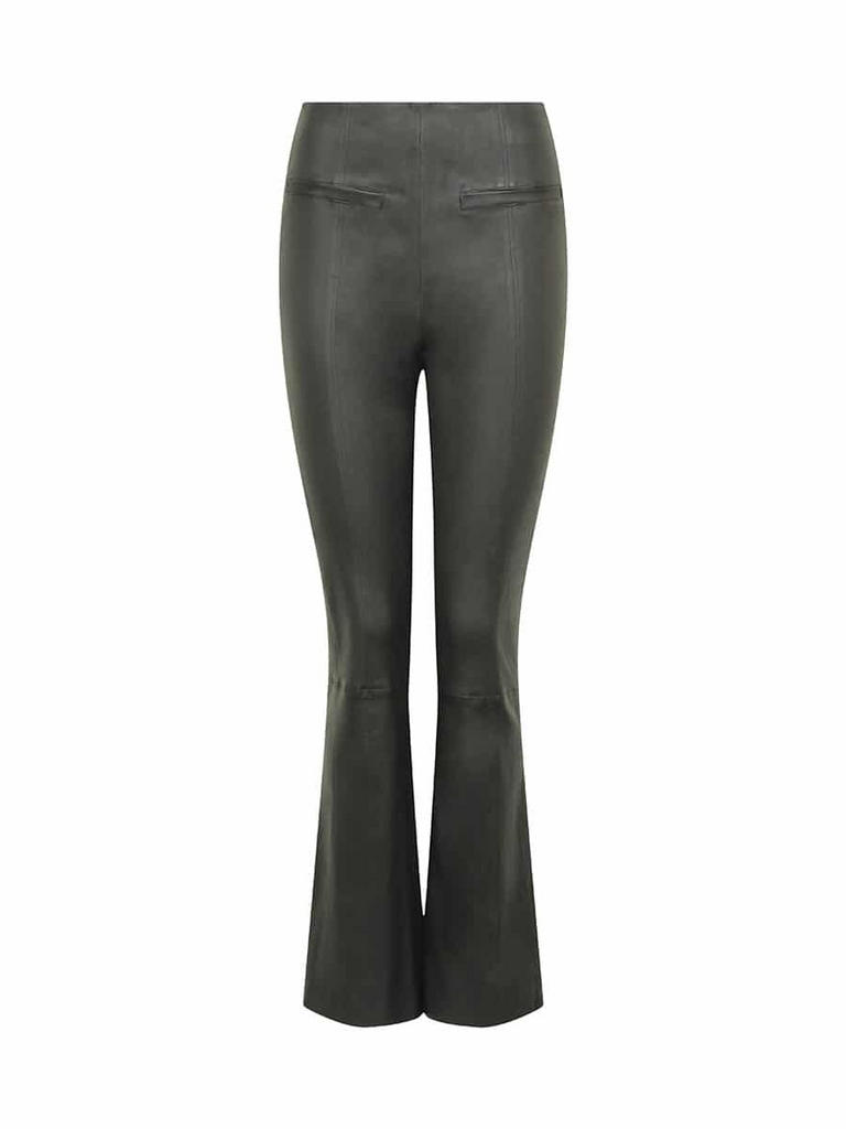 Ally long leather pants, basic , Black